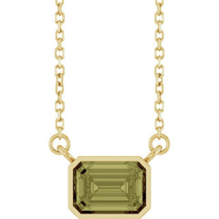 14K Yellow Gold Lab-Grown Green Sapphire 18" Necklace