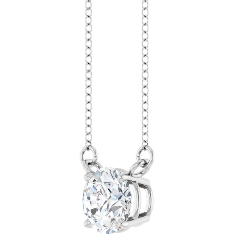 14K White Gold 3/4 CT Lab-Grown Diamond Solitaire 18" Necklace