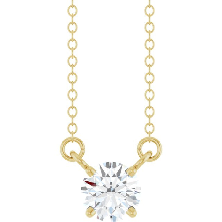 14K Yellow Gold 1/2 CT Lab-Grown Diamond Solitaire 18" Necklace