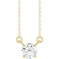 14K Yellow Gold 1/2 CT Lab-Grown Diamond Solitaire 18" Necklace