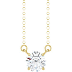 14K Yellow Gold 3/4 CT Lab-Grown Diamond Solitaire 18" Necklace