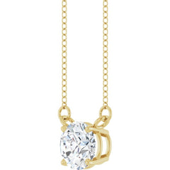 14K Yellow Gold 3/4 CT Lab-Grown Diamond Solitaire 18" Necklace
