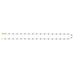 14K Yellow Gold-Filled 1.6 mm Blue Enamel Bead Paperclip-Style 18" Chain