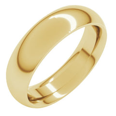 14K Yellow Gold 5.5 mm Comfort-Fit Half Round Band Size 10