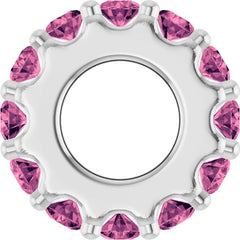 Sterling Silver Natural Pink Tourmaline Spacer Charm/Pendant