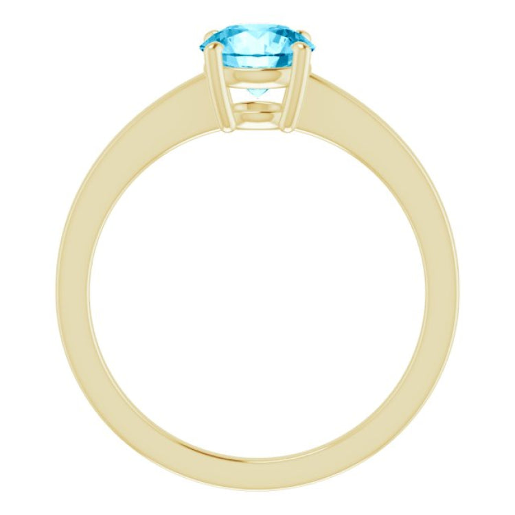 14K Yellow Gold Natural Aquamarine Solitaire Ring