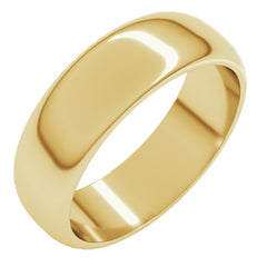 14K Yellow Gold 6 mm Half Round Band Size 14