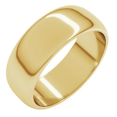 10K Yellow Gold 7 mm Half Round Band Size 13