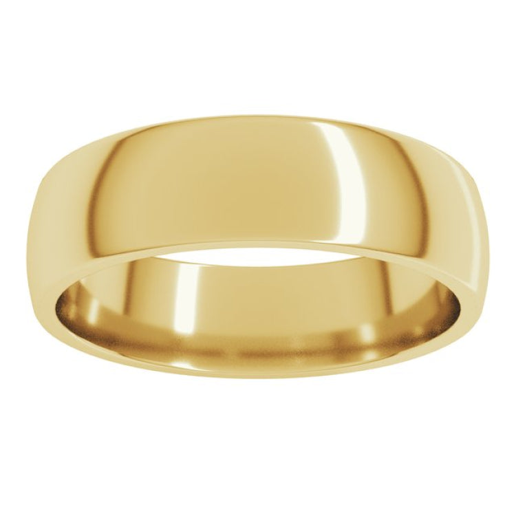 14K Yellow Gold 5.5 mm Lightweight Comfort-Fit Half Round Band Size 10