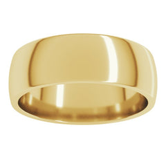 14K Yellow Gold 6.5 mm Lightweight Comfort-Fit Half Round Band Size 8
