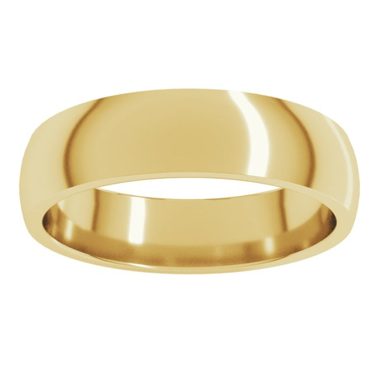 14K Yellow Gold 5 mm Lightweight Comfort-Fit Half Round Band Size 8