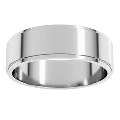 10K White Gold 6 mm Stepped-Edge Flat Band Size 8.5