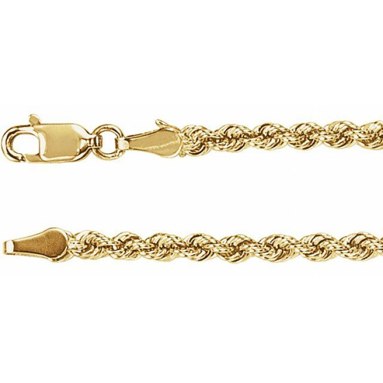 14K Yellow Gold 3 mm Rope 16" Chain