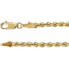 14K Yellow Gold 3 mm Rope 16" Chain