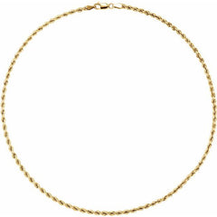 14K Yellow Gold 3 mm Rope 24" Chain