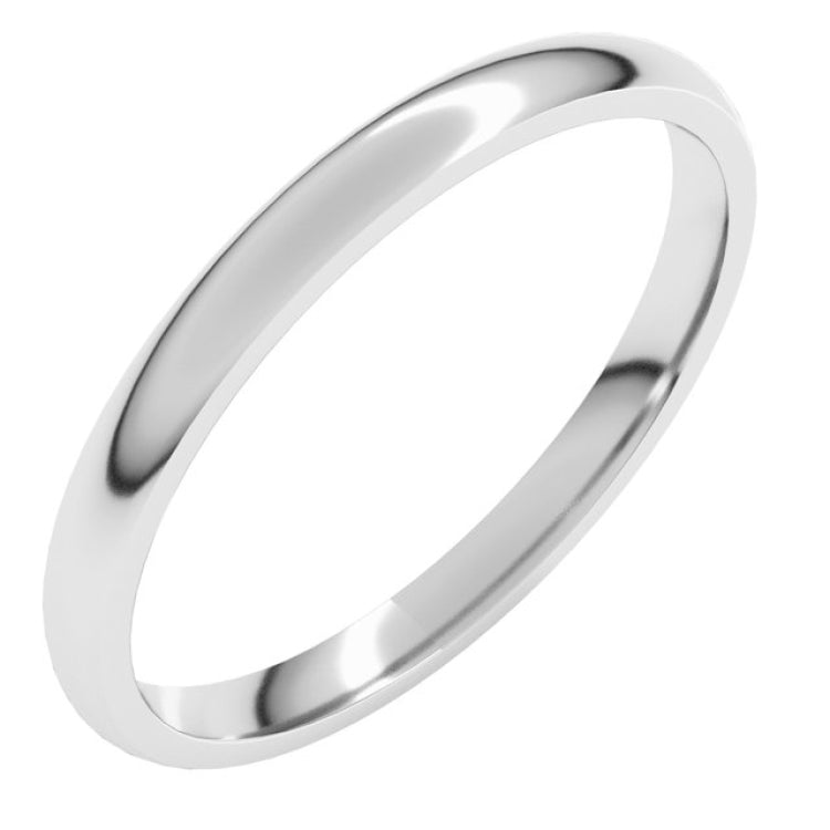 Platinum 2 mm Lightweight Comfort-Fit Half Round Band Size 7
