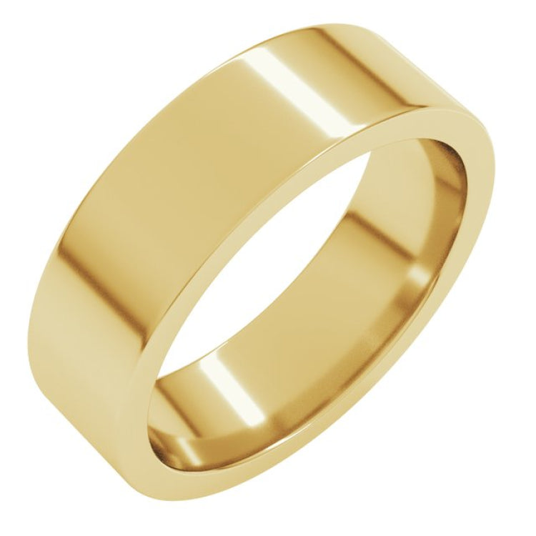 14K Yellow Gold 6 mm Comfort-Fit Flat Band Size 7.5