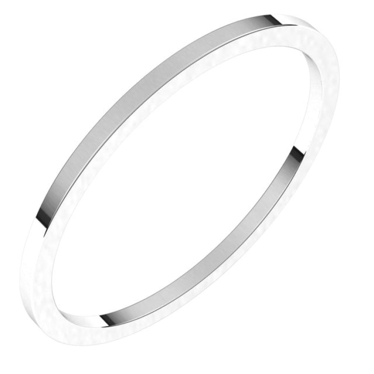 14K White Gold 1 mm Flat Band Size 7