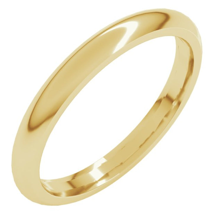 14K Yellow Gold 2.5 mm Comfort-Fit Half Round Band Size 5.5