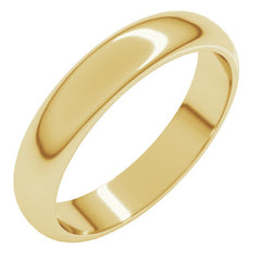 18K Yellow Gold 4 mm Half Round Band Size 10