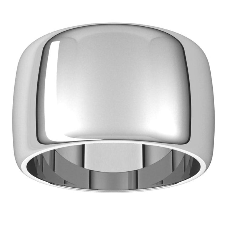 14K White Gold 12 mm Half Round Band Size 7