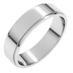 14K White Gold 5 mm Stepped-Edge Flat Band Size 8