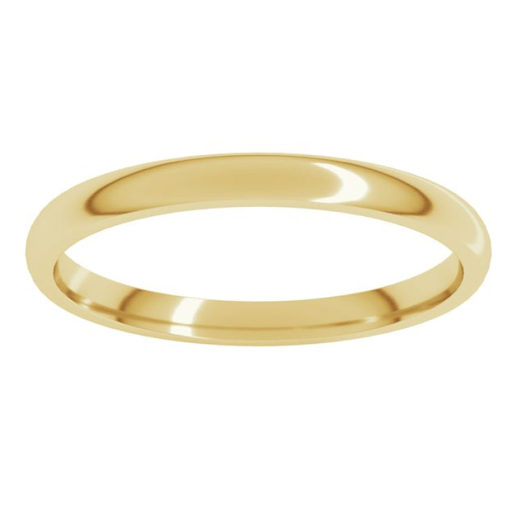 14K Yellow Gold 2 mm Lightweight Comfort-Fit Half Round Band Size 9.5