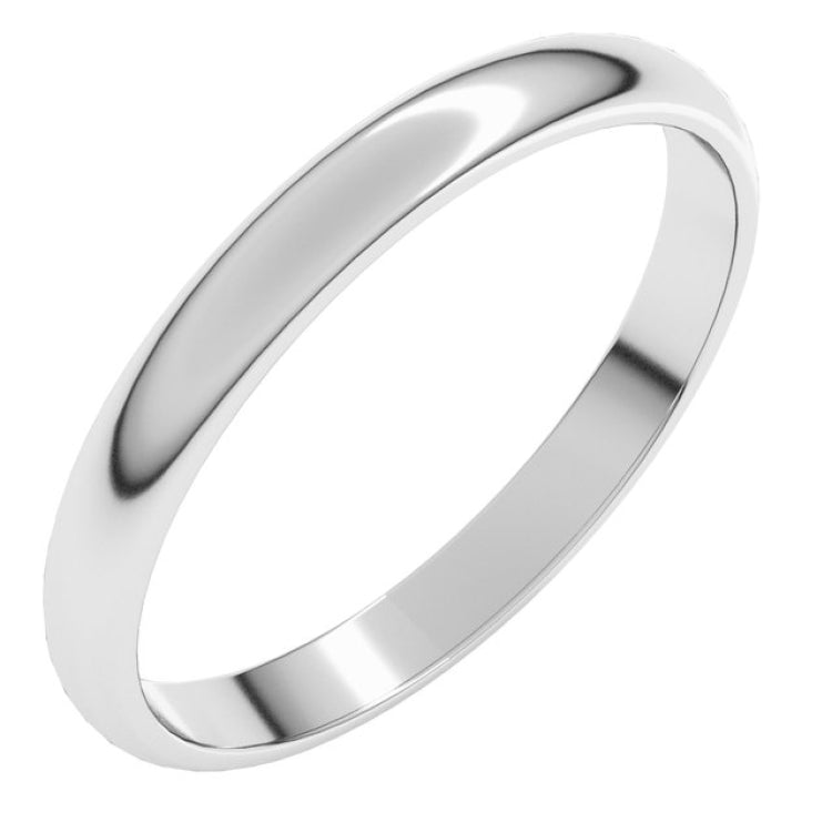 14K White Gold 2.5 mm Lightweight Half Round Band Size 5.5