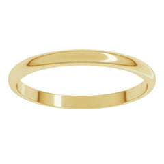 10K Yellow Gold 2 mm Lightweight Half Round Band Size 4.5