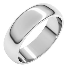 14K White Gold 6 mm Half Round Band Size 12