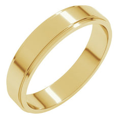14K Yellow Gold 4 mm Stepped-Edge Flat Band Size 8