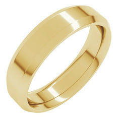 14K Yellow Gold 5 mm Beveled-Edge Comfort-Fit Flat Band Size 6