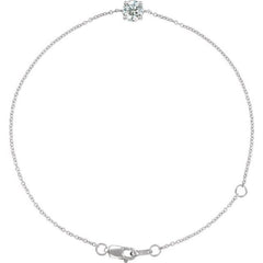 14K White Gold Natural White Sapphire  6 1/2-7-1/2" Bracelet