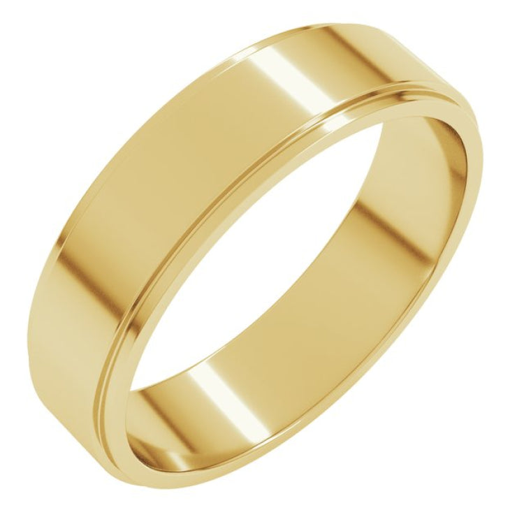 10K Yellow Gold 5 mm Stepped-Edge Flat Band Size 9.5