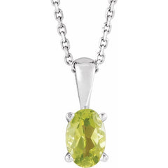 Sterling Silver Natural Peridot 16-18" Necklace