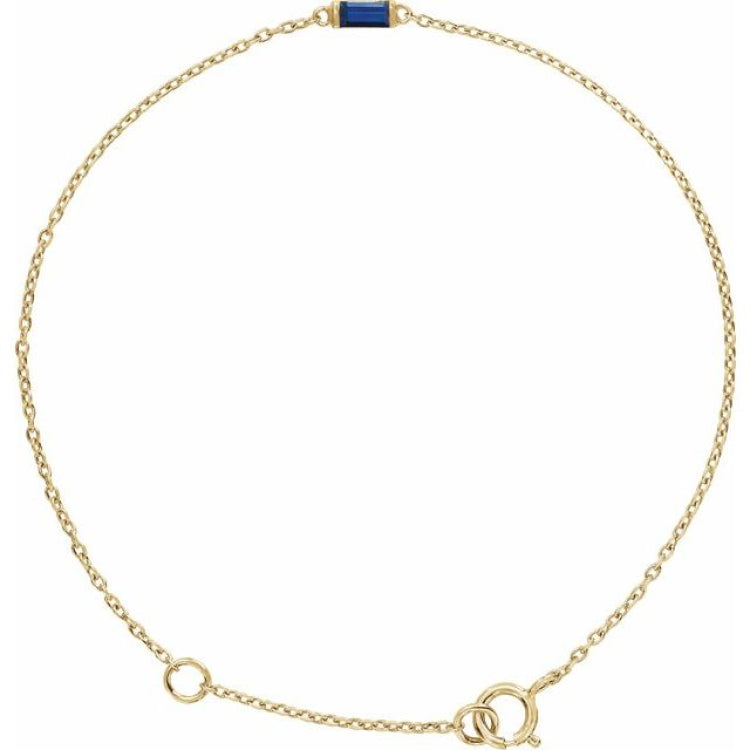 14K Yellow Gold Lab-Grown Blue Sapphire 6 1/2-7 1/2" Bracelet