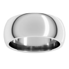 14K White Gold 8 mm Comfort-Fit Half Round Band Size 10.5