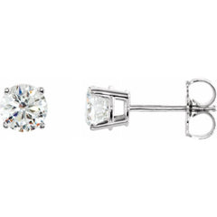 Sterling Silver 6 mm Imitation White Cubic Zirconia Earrings