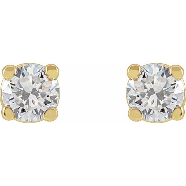 14K Yellow Gold 1/8 CTW Lab-Grown White Diamond Earrings