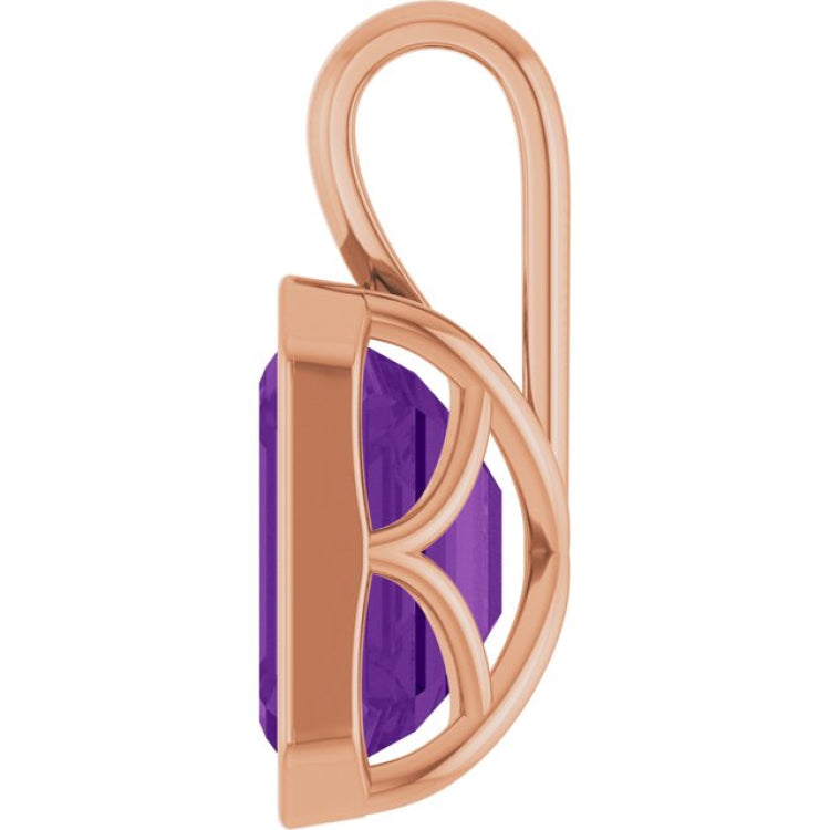 14K Rose Gold Natural Amethyst Pendant