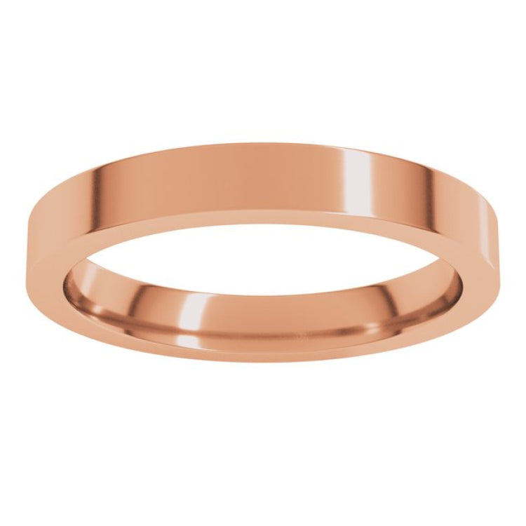 18K Rose Gold 3 mm Comfort-Fit Flat Band Size 5