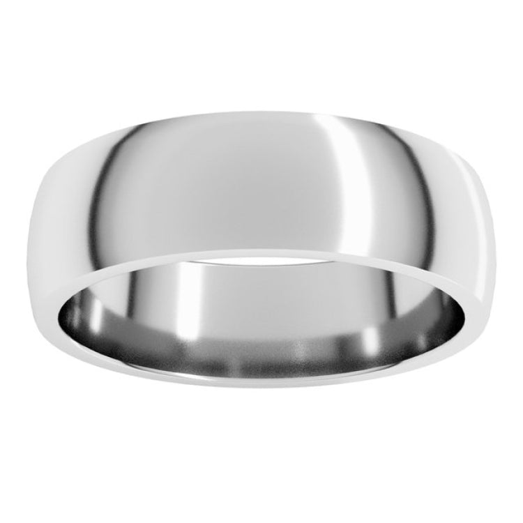 10K White Gold 6 mm Lightweight Comfort-Fit Half Round Band Size 13