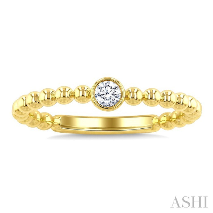 1/10 Ctw Bezel Set Round Cut Bead Bijoux Diamond Beaded Ring in 10K Yellow Gold