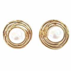 APPRAISED $1,775.00 - 14K Yellow Gold Mabe Pearl Swirl Design Earrings