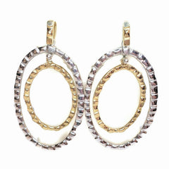 APPRAISED $1,700.00 - 14K Two-Tone Double Oval Ribbed Earrings