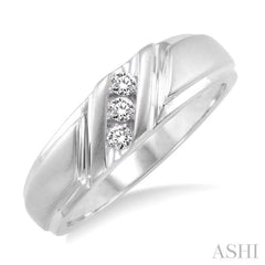 1/8 Ctw Round Cut Diamond Men's Band in 14K White Gold
