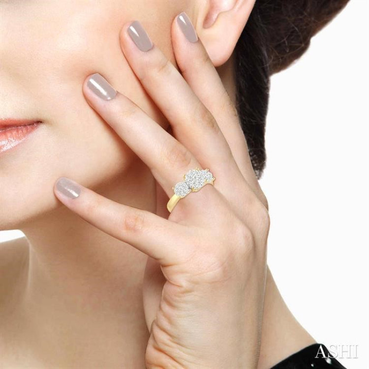3/4 ctw Lovebright Round Cut Diamond Ring in 14K Yellow and White Gold
