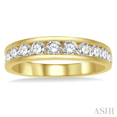 1 Ctw Channel Set 11 Stone Round Cut Diamond Wedding Band in 14K Yellow Gold