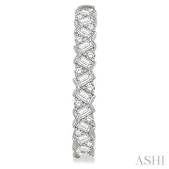 2 Ctw Zigzag Baguette and Round Cut Diamond Hoop Earrings in 14K White Gold