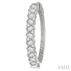 2 Ctw Zigzag Baguette and Round Cut Diamond Hoop Earrings in 14K White Gold